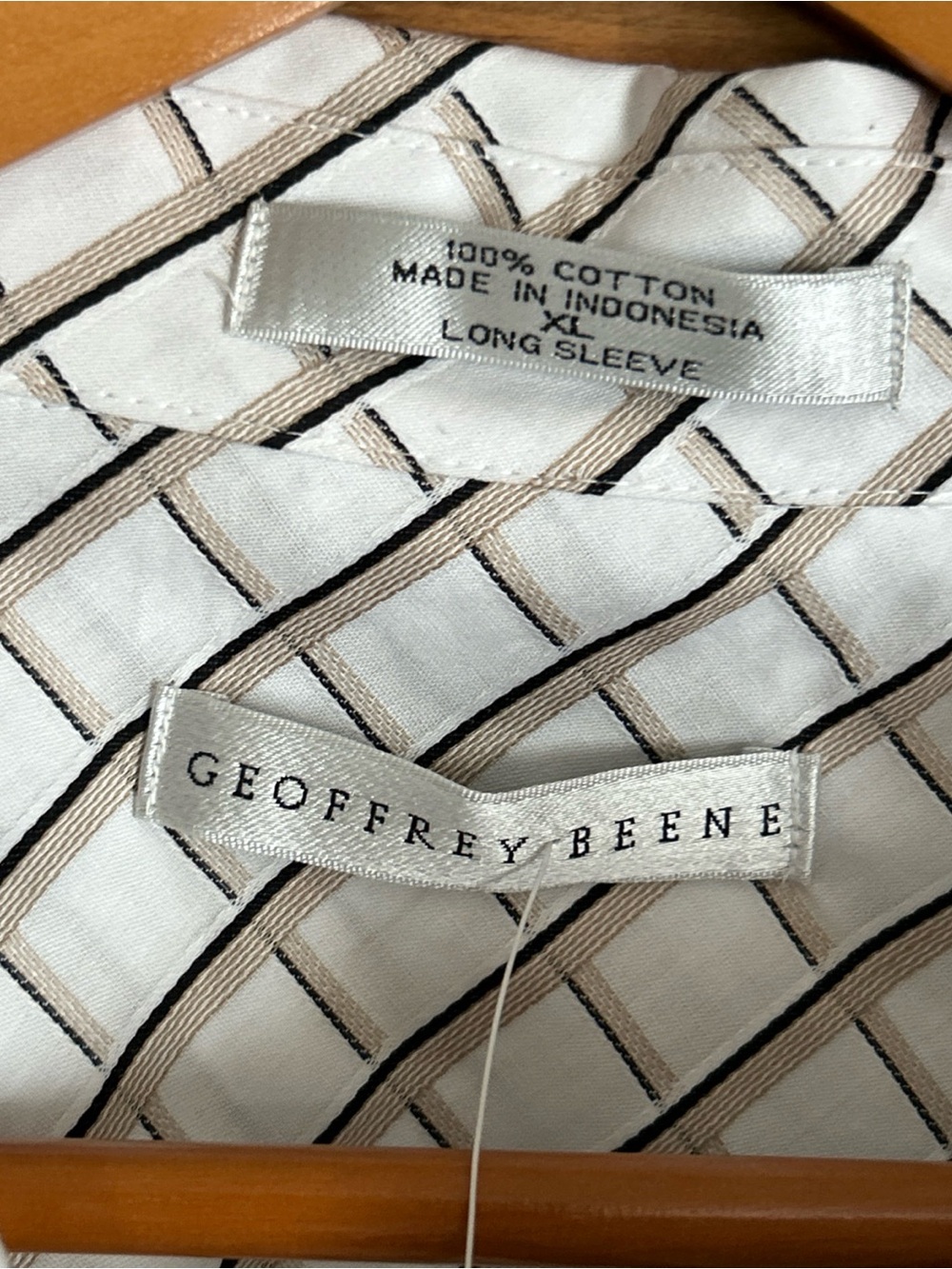 NWT Geoffrey Beene Sedona White Plaid Long Sleeve 100% Cotton Mens Shirt Size XL - Picture 4 of 10